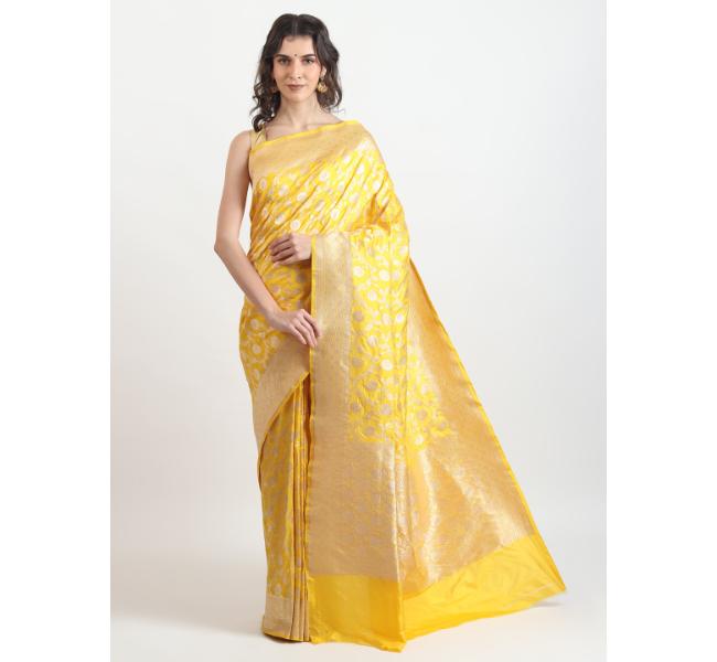 The Weavers Shop By Raavi Brocade Pure Katan Silk Handloom Banarasi Saree With Unstitched Blouse